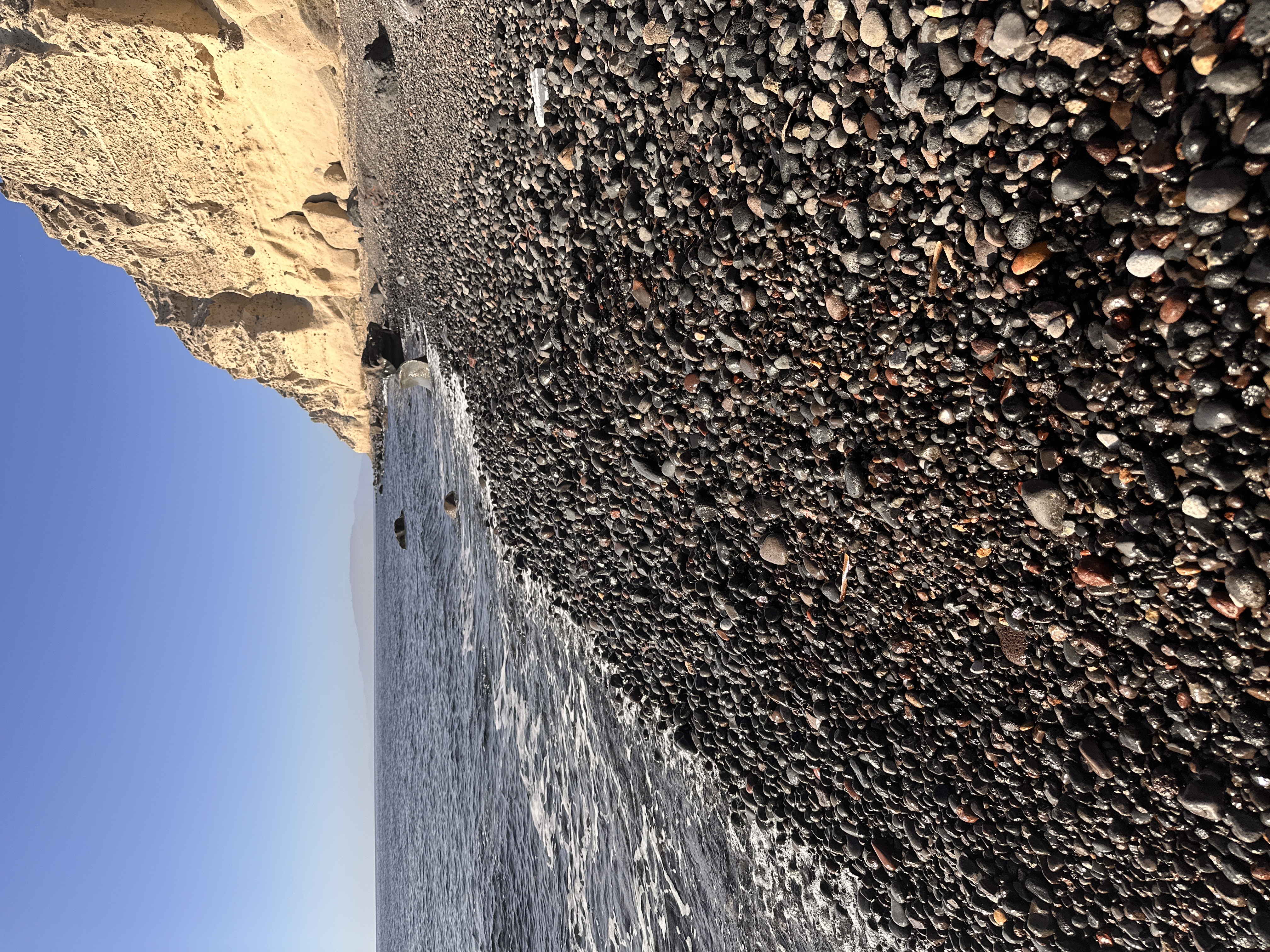 Pebble beach and cliffs