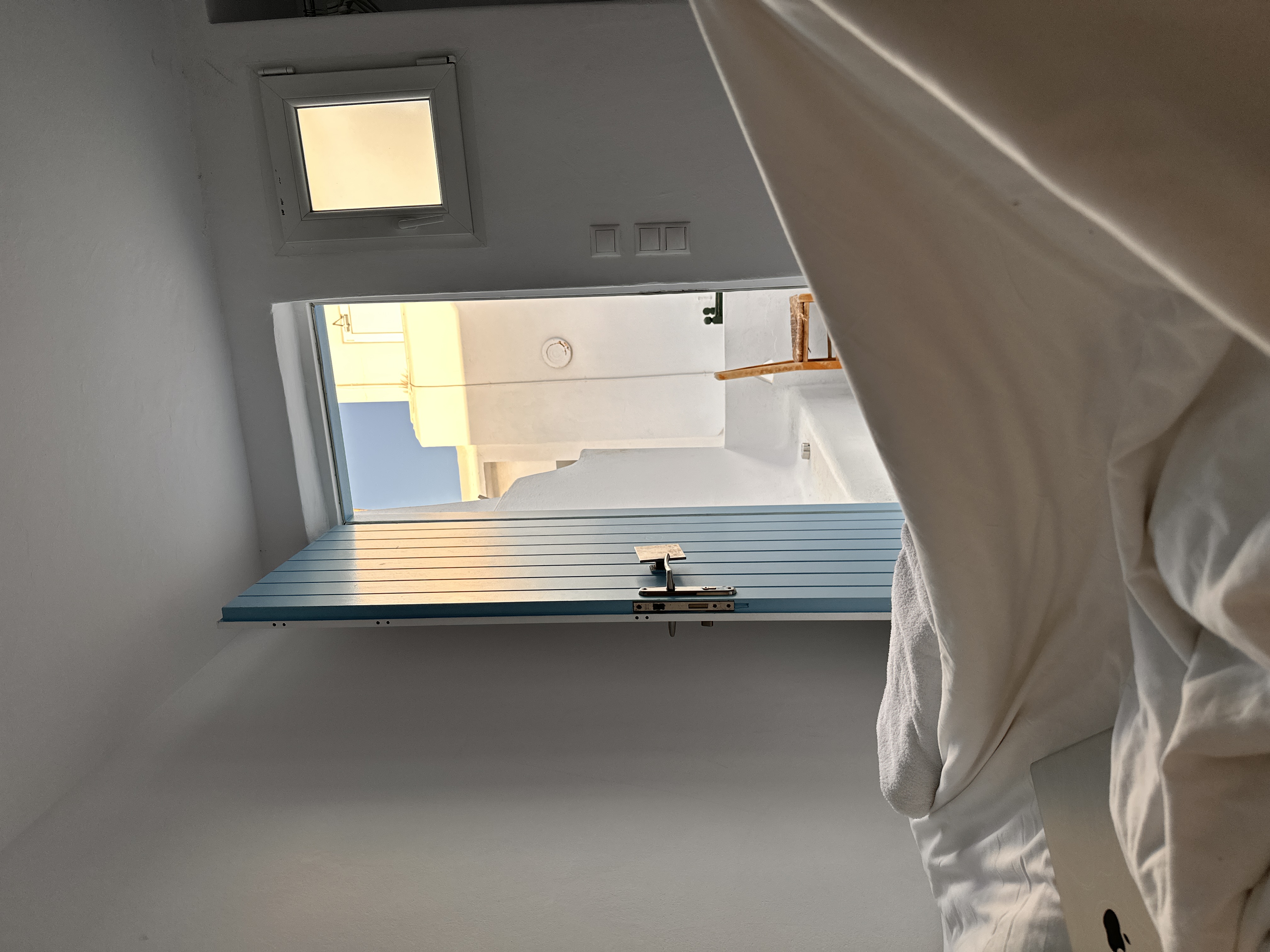 Room with blue door