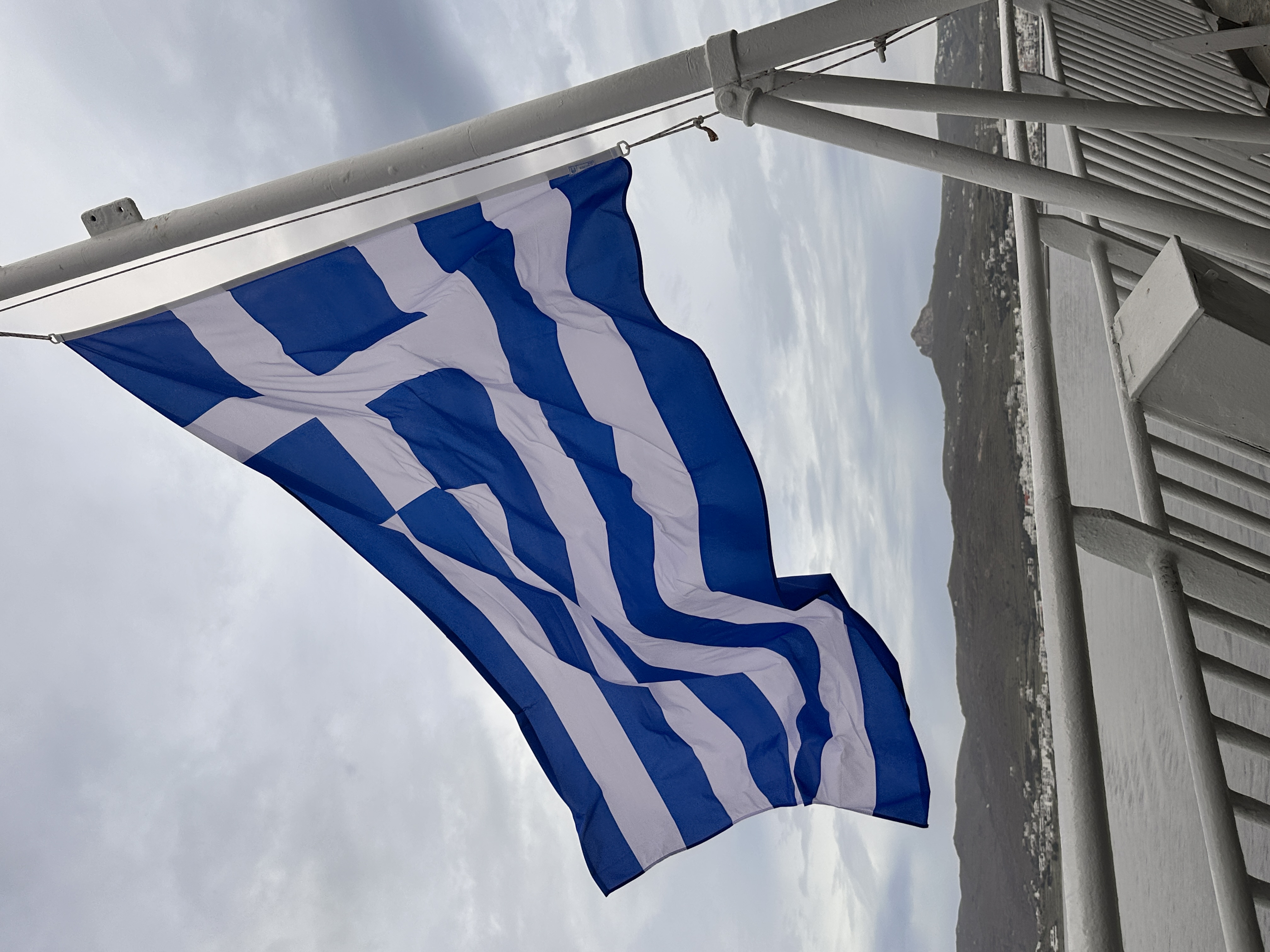 Greek flag on ferry